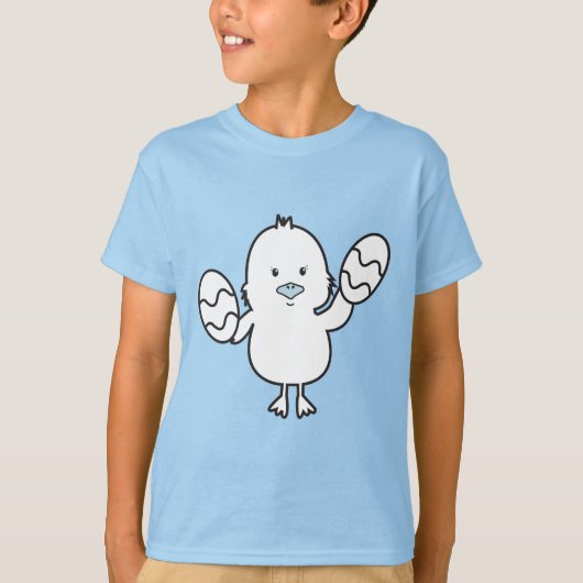 T-shirt Illustration Pastel Blue Cute Easter Chick & Oeufs (Devant)