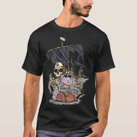 T-shirt Illustration Pirate Cat Owner (Devant)