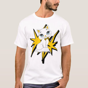 T-shirt Illustration Pop Art de chaton blanc mignon