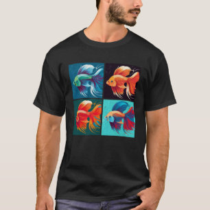 T-shirt Illustration pop de poisson bêta coloré pour femme