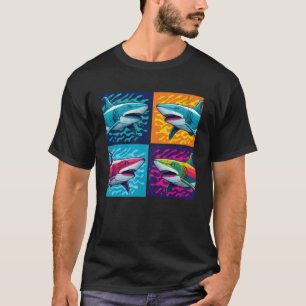 T-shirt Illustration Pop de requin Animaux colorés Femmes