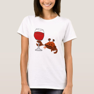 T-shirt Illustration potable de vin de crabe drôle