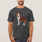 T-shirt Illustration Red Boston Terrier Cartoon Dog (Devant)