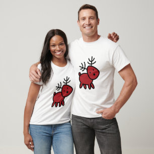 T-shirt Illustration Red Christmas Reindeer