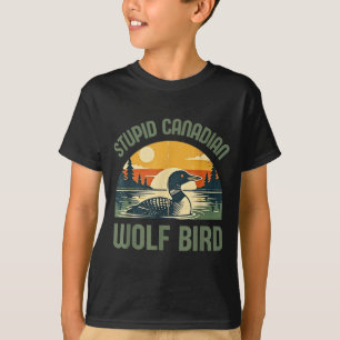 T-shirt Illustration Rétro Bête Loup Canadien Plongeon