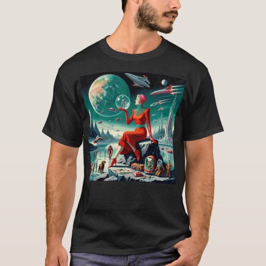 T-shirt Illustration Rétro Futuriste (Devant)