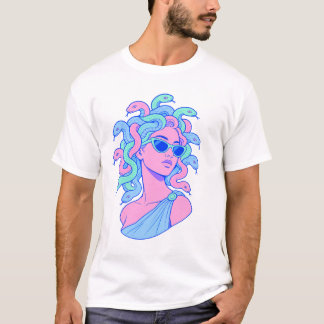 T-shirt Illustration Rétro‑Pop Méduse – Lunettes de soleil