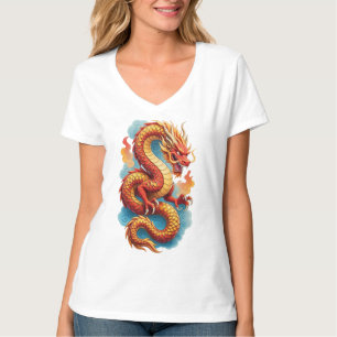 T-shirt Illustration rouge du dragon chinois-67561