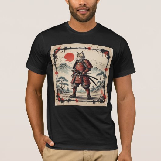 T-Shirt Illustration Samouraï | Coucher de soleil (Devant)