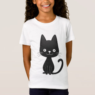 T-Shirt Illustration simple de chat noir, chat mignon kawa