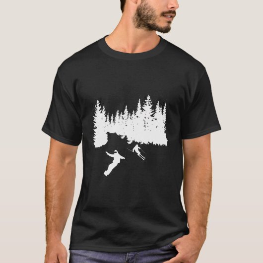 T-shirt Illustration Ski Et Snowboard - Forêt (Devant)