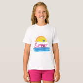 T-shirt Illustration Sunset Summer Beach (Devant entier)