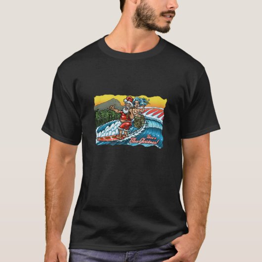 T-shirt Illustration surfante hawaïenne de Père Noël de (Devant)
