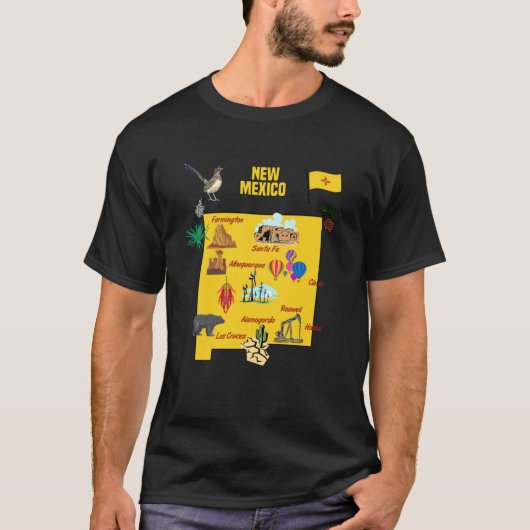 T-shirt Illustration tirée à la main de la carte touristiq (Devant)