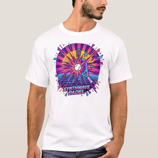 T-shirt Illustration vectorielle rétro Padel Synthwave (Devant)