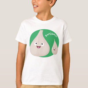 T-shirt Illustration végétale de caricature à l'ail mignon