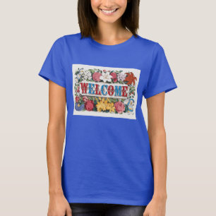 T-shirt Illustration vintage BIENVENUE avec des fleurs