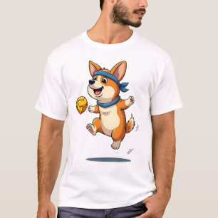 T-shirt Illustration Vintage Corgi Volleyball Chien Athlèt