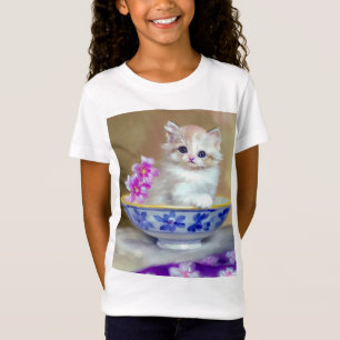 T-Shirt Illustration vintage de chaton blanc