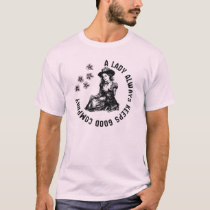 T-shirt Illustration Vintage de Dame Sorcière et Chien