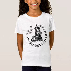 T-Shirt Illustration Vintage de Dame Sorcière et Chien