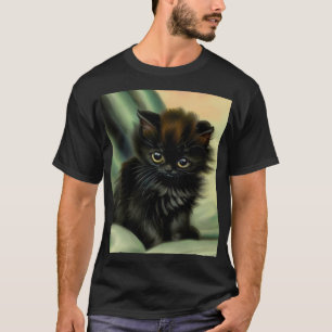 T-shirt Illustration vintage de Kitten noir