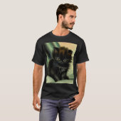 T-shirt Illustration vintage de Kitten noir (Devant entier)