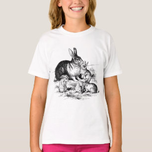 T-shirt Illustration vintage de la famille de lapins, lapi