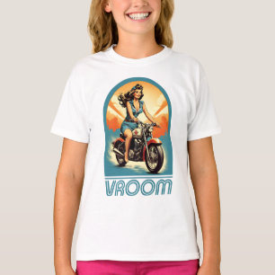 T-shirt Illustration vintage - Retro 60s Biker Girl
