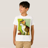T-shirt Illustration vintage Tabby Cat (Devant entier)
