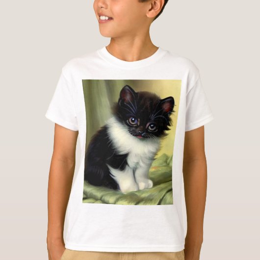 T-shirt Illustration vintage Tuxedo Kitten (Devant)