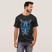 T-Shirt Illustré du Démon Oni Bleu (Devant entier)