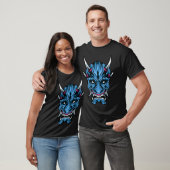 T-Shirt Illustré du Démon Oni Bleu (Unisexe)