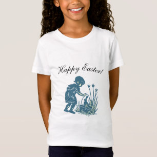 T-Shirt Illustré Petit enfant et lapin Joyeux Pâques