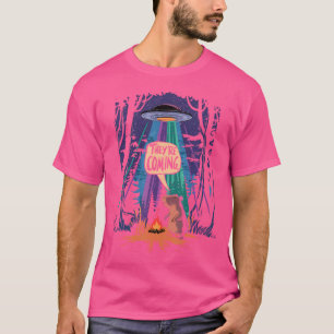 T-shirt Ils arrivent drôle Capybara Ufo Alien Camping Sc