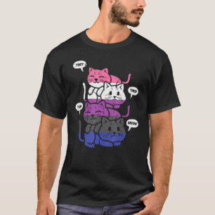 T-shirt Ils Leur Eux Meow Chats Pronouns Lgbtq Genderflu