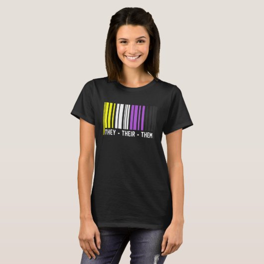 T-shirt Ils Leur Leur Code-Barre Non Binary Indicateur Age (Devant entier)