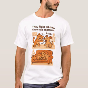 T-shirt Ils se battent toute la journée, puis font la sies