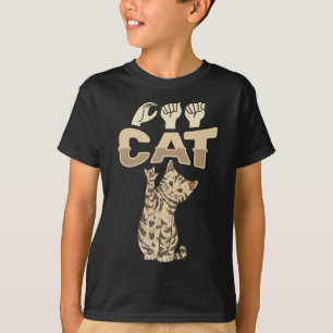T-shirt ILY Cat ASL Geste main sourde perte d'audition
