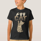 T-shirt ILY Cat ASL Geste main sourde perte d'audition (Devant)