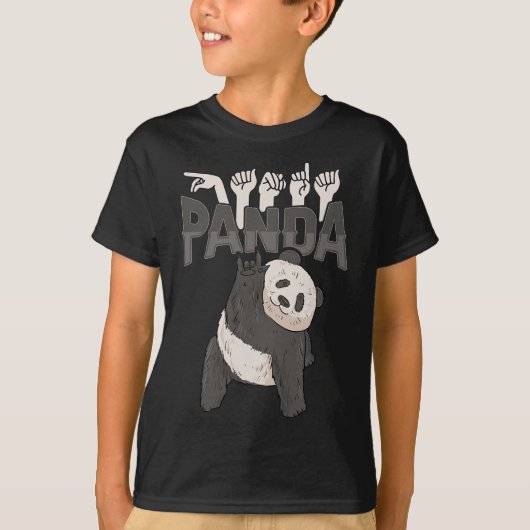 T-shirt ILY Panda ASL Geste MAIN Sourde Perte d'audition C (Devant)