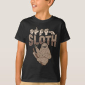 T-shirt ILY Sloth ASL Gesture mains sourdes Perte d'auditi (Devant)
