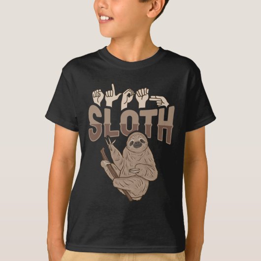 T-shirt ILY Sloth ASL Gesture mains sourdes Perte d'auditi (Devant)