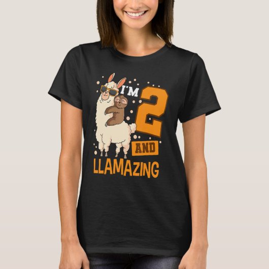 T-shirt I'm 2 Et Llamazing Llama Thème 2ème fête d'anniver (Devant)