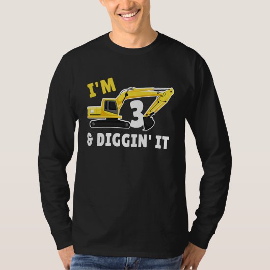 T-shirt I'm 3 And Digging It 3nd Birthday Party Constructi (Devant)