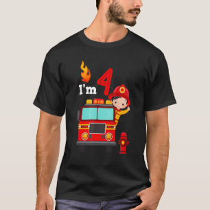 T-shirt I'm 4th Birthday Boy Fire Engine Pick Toddler Fir