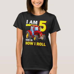 T-shirt I'm 5 This Is How I Roll Farm Tractor 5th Birthday