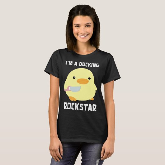 T-shirt I'm A Ducking Rockstar   Duck With Knife Meme (Devant entier)