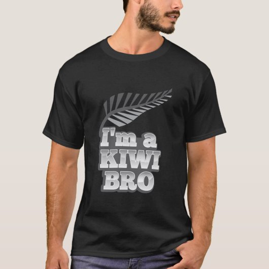 T-shirt im a KIWI Bro Nouvelle-Zélande avec fougère argent (Devant)