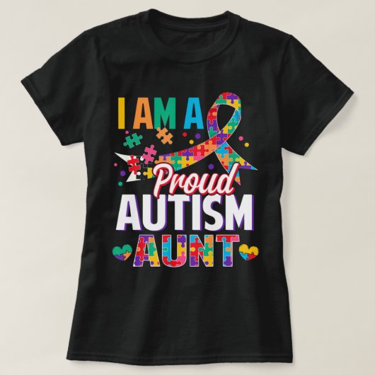 T-shirt I'm a Proud Autism Aunt Autism Awareness Puzzle Pi (Design devant)
